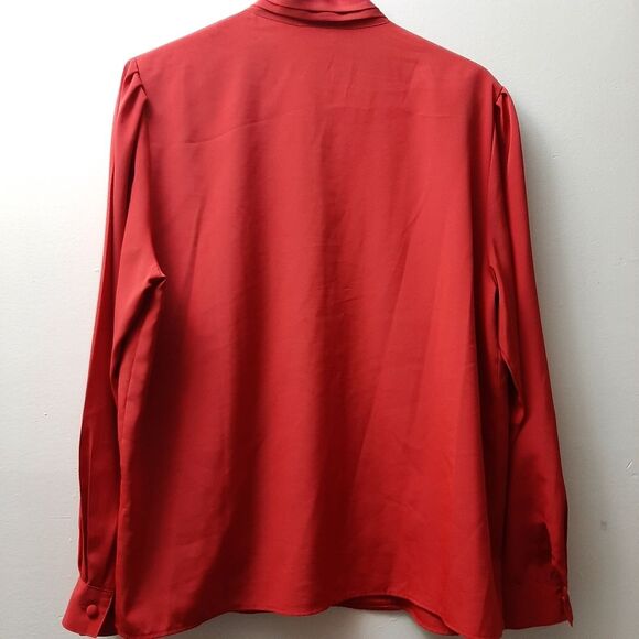 Vintage Yves St. Clair Red Pleated Button DownBlouse size 16 - Picture 8 of 12